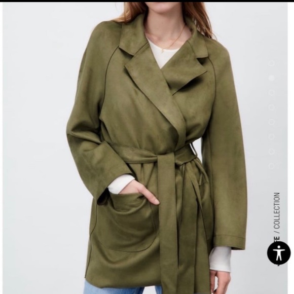 Zara Jackets & Blazers - Zara Belted Jacket - Khaki Green